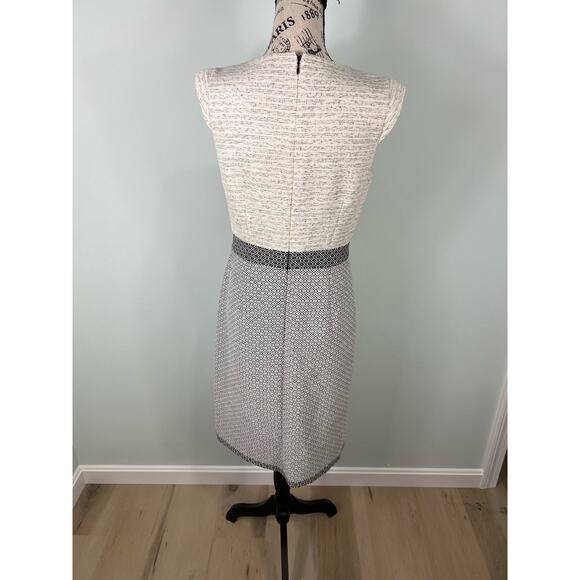 J. Crew White and Gray Dimond Pattern Knee Length Cap Sleeve Dress - Picture 2 of 9